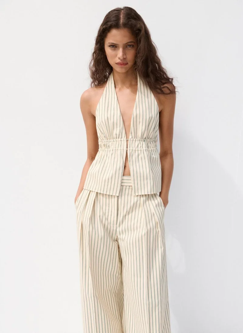 مانجو Striped halter-neck top