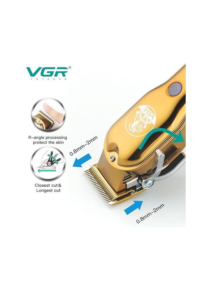 VGR V-650 Professional Hair Clipper with LED Display, Stainless Steel Blades, USB Charging cable, 6 Guide Comb, 2000 mAh Li-ion Battery (Gold) gold - Image 5