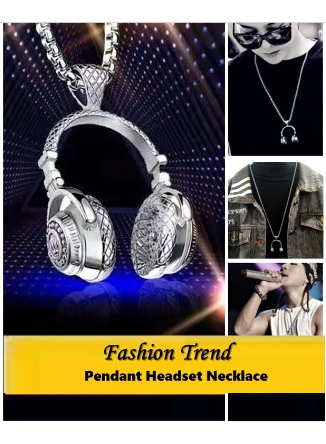 Stainless Steel Snake Chain Necklace for Mens & boys - with Headphone Pendant Design,Modern Unisex Design - 60cm (23.6 Inch) Length,Hypoallergenic & Durable,Men's Fashion Chain for Daily Wear  - Image 3