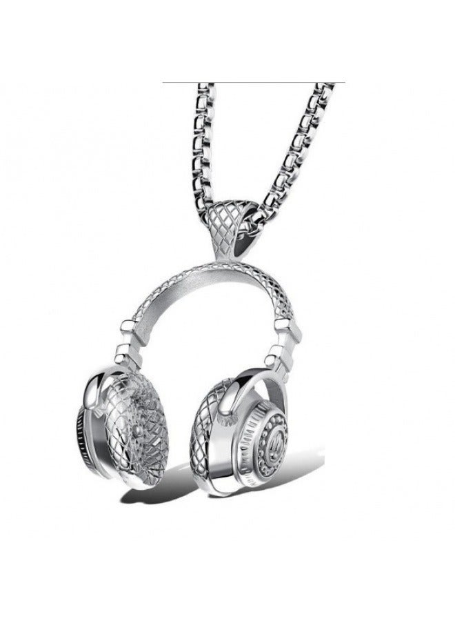 Stainless Steel Snake Chain Necklace for Mens & boys - with Headphone Pendant Design,Modern Unisex Design - 60cm (23.6 Inch) Length,Hypoallergenic & Durable,Men's Fashion Chain for Daily Wear  - Image 5