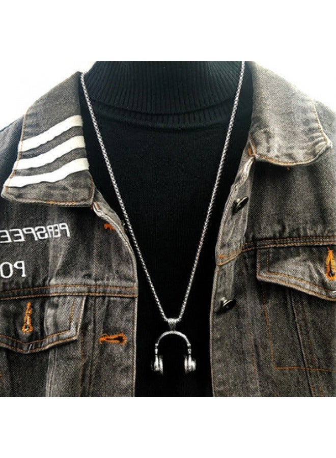 Stainless Steel Snake Chain Necklace for Mens & boys - with Headphone Pendant Design,Modern Unisex Design - 60cm (23.6 Inch) Length,Hypoallergenic & Durable,Men's Fashion Chain for Daily Wear  - Image 4