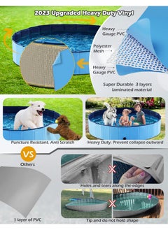 Jasonwell Foldable Dog Pool Collapsible Hard Plastic Dog Swimming Pool Portable Kiddie Pool Pet Pool Doggie Wading Pool Bath Tub For Puppy Small Medium Large Dogs Cats And Kids 39.5"  - Image 4