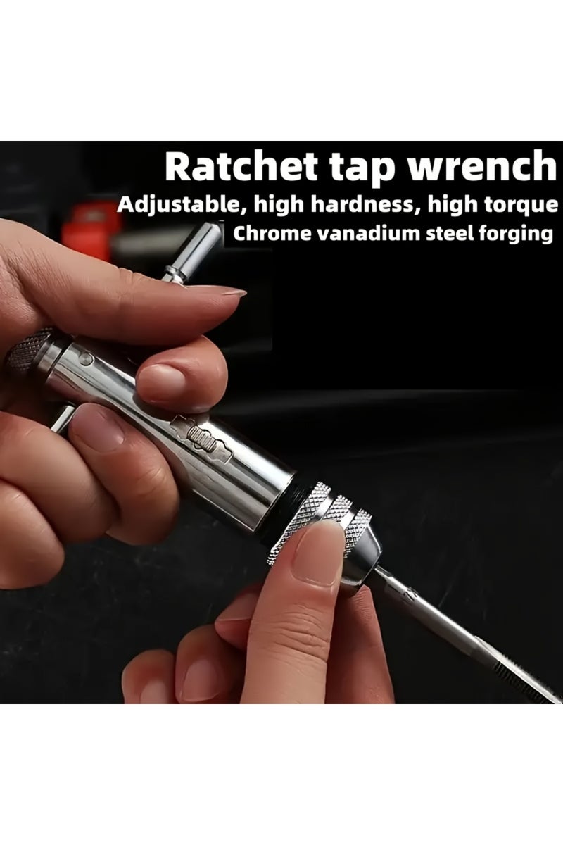 erorex Silver Adjustable T-Handle Ratchet Tap Reamer Hand Manual Holder Wrench M3 M4 M5 M6 M8 Metric Machin - Image 3