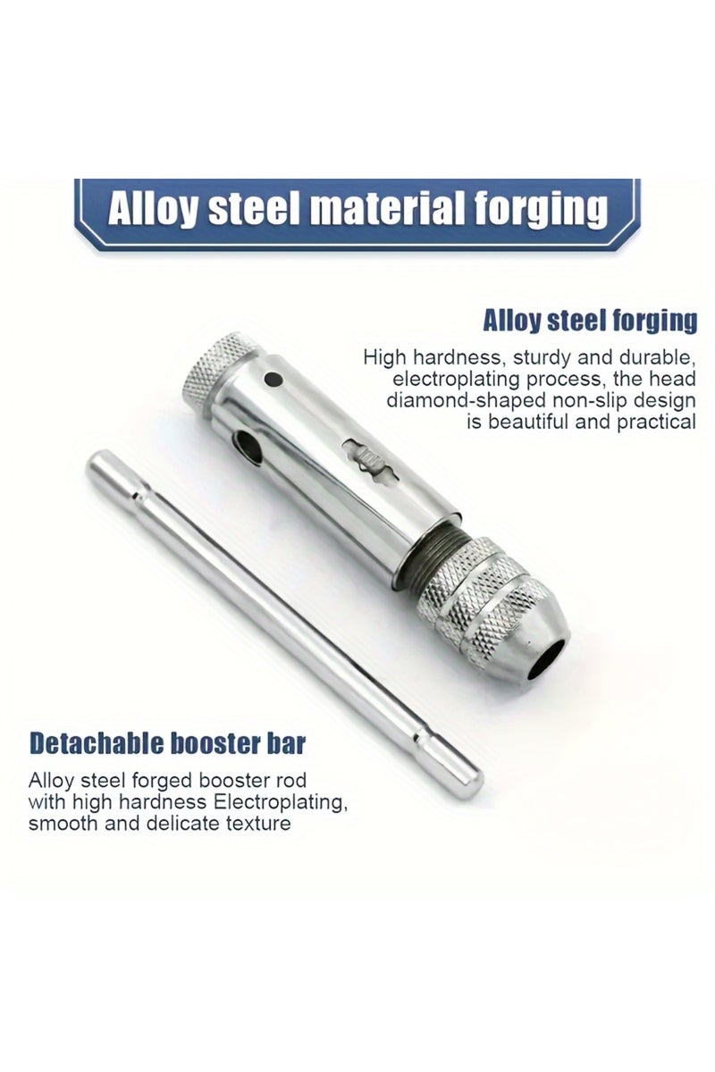 erorex Silver Adjustable T-Handle Ratchet Tap Reamer Hand Manual Holder Wrench M3 M4 M5 M6 M8 Metric Machin - Image 5