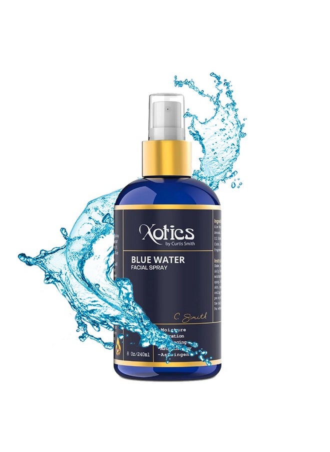 Xotics by Curtis Smith Xotics Blue Water Facial Spray 8Oz Hydrating Face Mist Spray With A Blend Of Aloe Vera Refreshing Facial Toner Spray For Men & Women Aftershave Daily Moisturizing Facial Splash All Skin Types  - Image 1