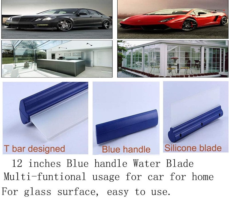 Forgrace Car Squeegee 12 Inch Flexible T-Bar Water Blade Silicone Squeegee for Car or Home Glass Blue Handle - Image 5