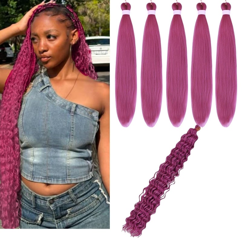 Hot Pink Braiding Hair Pre stretched for Boho Braids Bohemian Pre stretched Braiding Hair