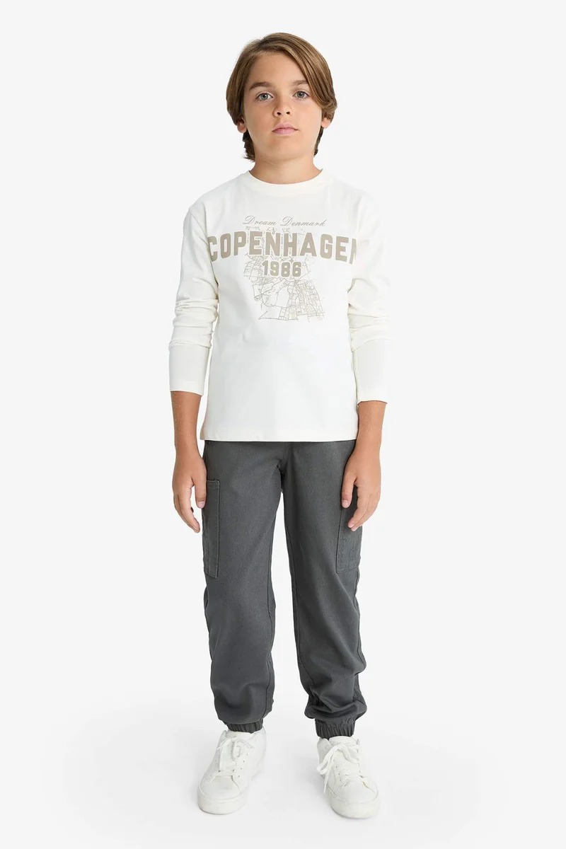 ديفاكتو Boy Crew Neck Printed Long Sleeve T-Shirt
