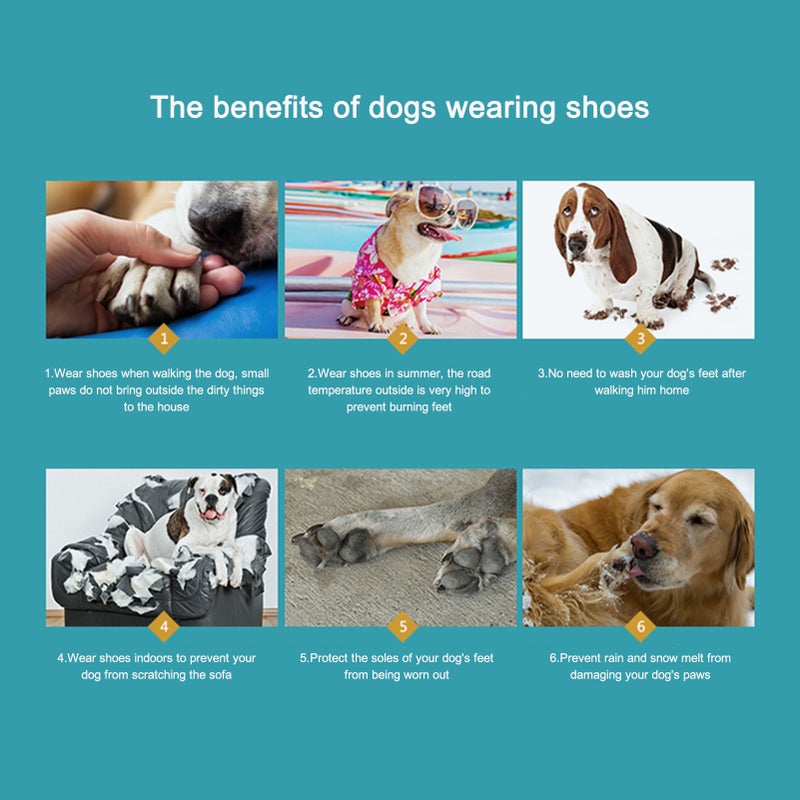 Dog Boots,Waterproof Dog Shoes,Dog Booties with Reflective Strips Anti-Slip Sole Outdoor Dog Shoes for Medium Dogs - Image 3