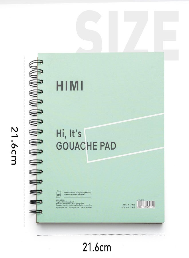 HIMI Gouache Pad 8.5X8.5''(98lb/160g) 50 Sheets Mix Paper Pad, Side Wire Bound, Fine Texture, in Gouache Acrylic Art Pad for Sketching, Ink Sketch Book, Art Supplies Drawing Pad Gift （Green） - Image 4