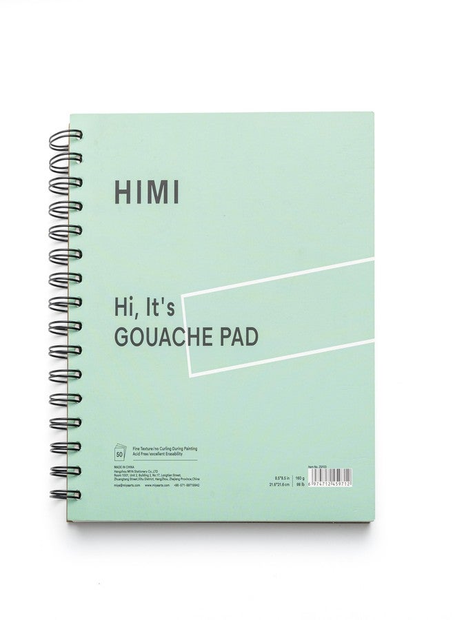 HIMI Gouache Pad 8.5X8.5''(98lb/160g) 50 Sheets Mix Paper Pad, Side Wire Bound, Fine Texture, in Gouache Acrylic Art Pad for Sketching, Ink Sketch Book, Art Supplies Drawing Pad Gift （Green） - Image 1