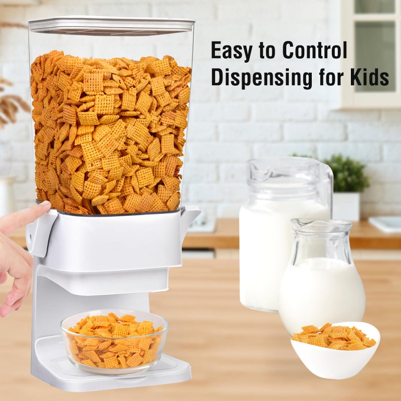 QNP Cereal Dispenser Countertop 2pcs,5.5L Cereal Containers Storage Dispenser for Pantry,Dry Food Storage Rice Containers,Candy Dispenser,Snack Organizer Machine for Grains, Nuts,Oatmeal, Pet Food White - Image 4