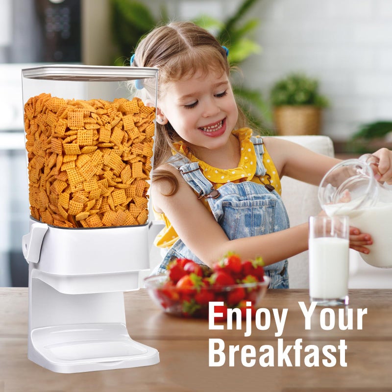 QNP Cereal Dispenser Countertop 2pcs,5.5L Cereal Containers Storage Dispenser for Pantry,Dry Food Storage Rice Containers,Candy Dispenser,Snack Organizer Machine for Grains, Nuts,Oatmeal, Pet Food White - Image 2