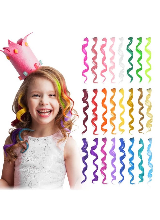 Dreamlover Colored Hair Extensions For Kids Crazy Hair Day Accessories Rainbow Clip In Hair Extensions For Girls 24 Pieces  - Image 2