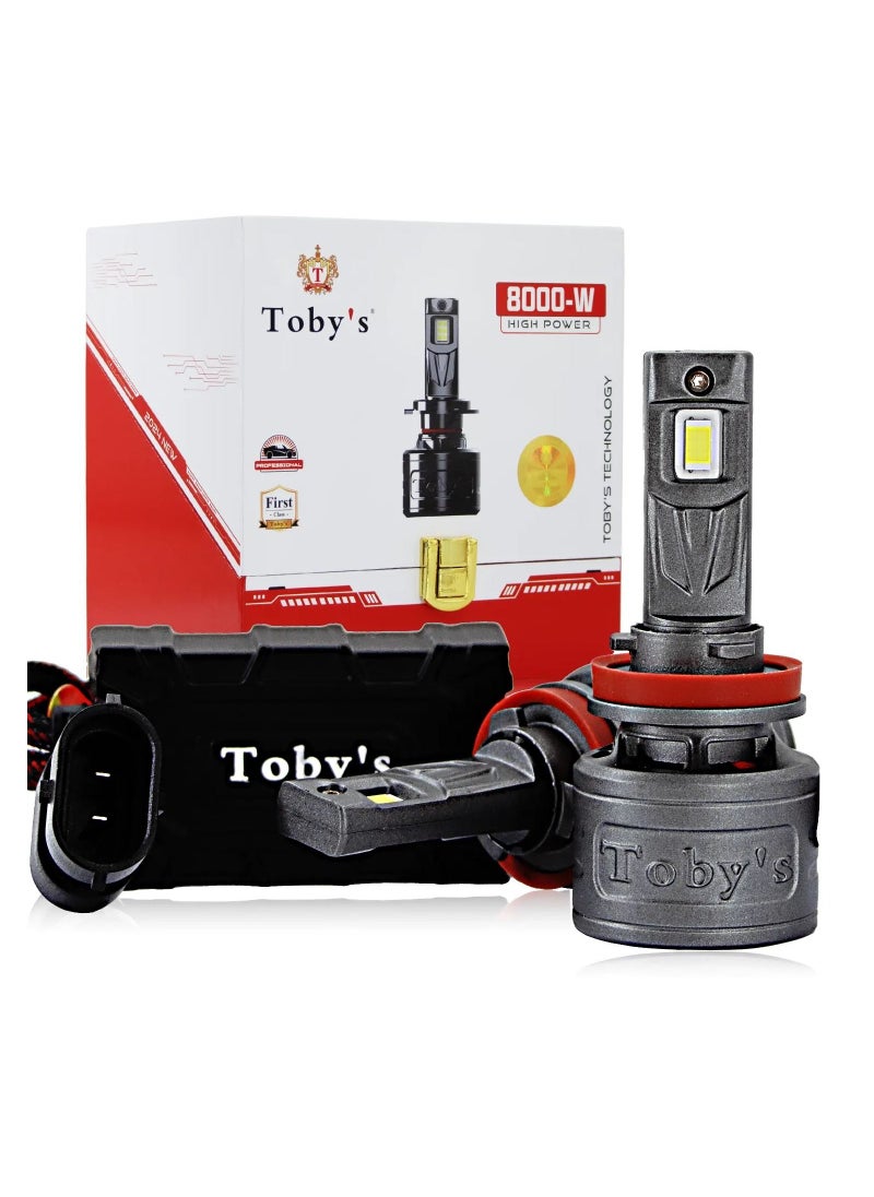 Toby's - Tobys TY80 H11 2 Pieces 160W Original Tested LED Headlight Bulb Assembly 16000 Lumens 80W/Piece Xtreme Bright With Color Temperature 6500K - Image 1