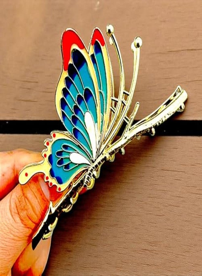 FREEBIES Fashionable Butterfly Hair Clutcher | Crystal Finish Metal Hair Clip | Trendy Strong Grip Hair Accessories for Women, Bridal & Party Wearrr - Image 2