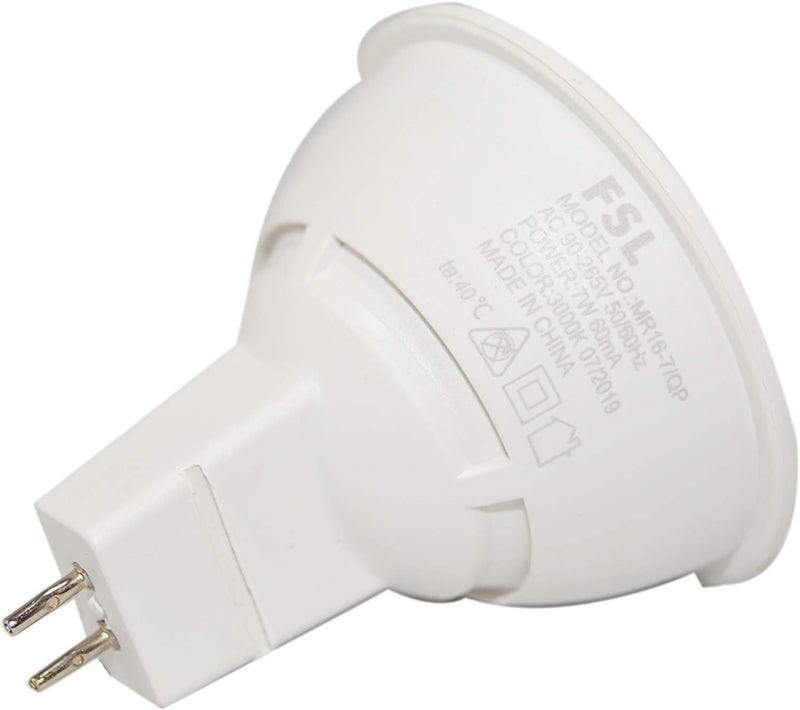 إف اس إل مصباح موضعي LED FSL MR16 بقدرة 7 وات، قاعدة GU5.3، جهد AC90-220V، لون أبيض دافئ 3000K، ضمان لمدة عام واحد، عبوة من 10 قطع. - Image 4