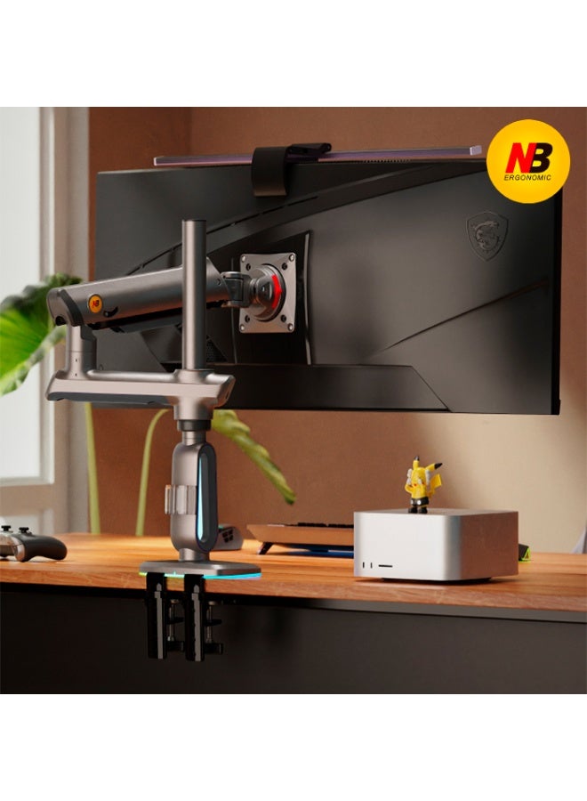 NB ERGONOMIC RGB Gaming Monitor-arm for Flat/Ultrawide/Curved Monitors 32 to 60 inch, Heavy Duty Stand Load up to 20 kg, VESA 75/100 mm Monitor-Mount F7 - Image 3