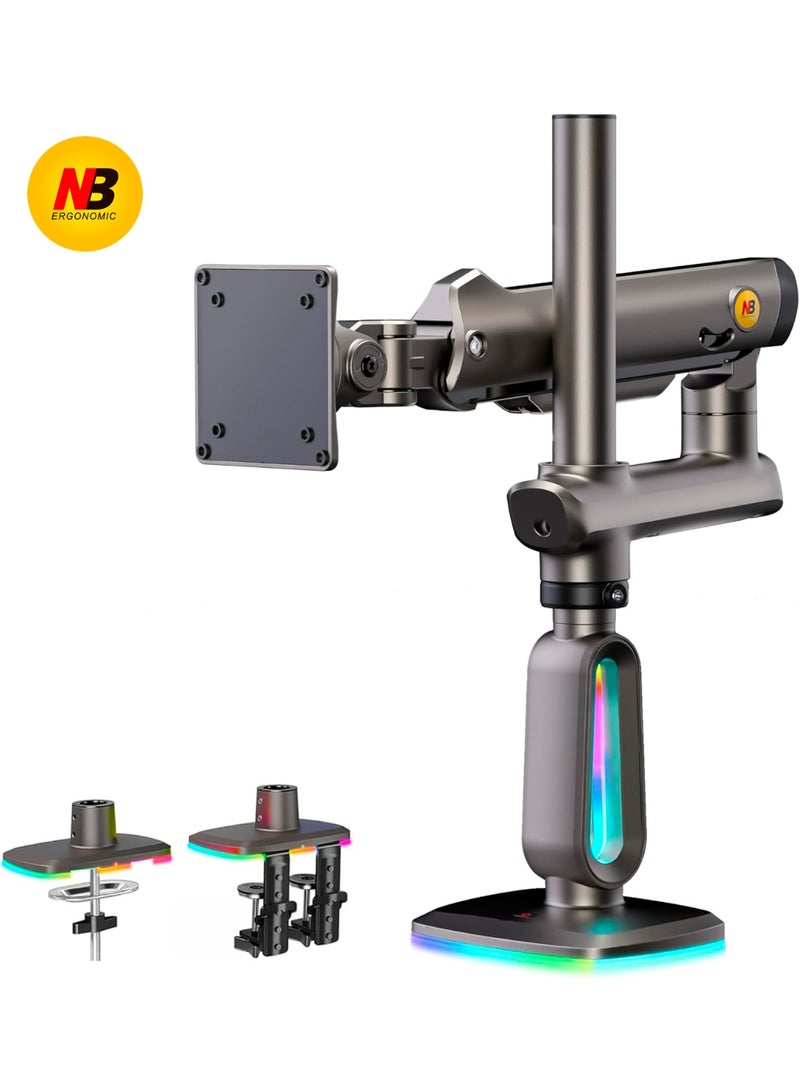 NB ERGONOMIC RGB Gaming Monitor-arm for Flat/Ultrawide/Curved Monitors 32 to 60 inch, Heavy Duty Stand Load up to 20 kg, VESA 75/100 mm Monitor-Mount F7 - Image 1