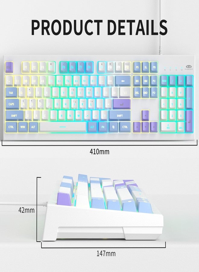 MageGee Creamy Keyboards,K2 Classic Keyboard Wired RGB Backlit 104 Keys Waterproof Ergonomic Keyboard,PC Keyboards for PC/loptop/MAC - Lris Violet - Image 5