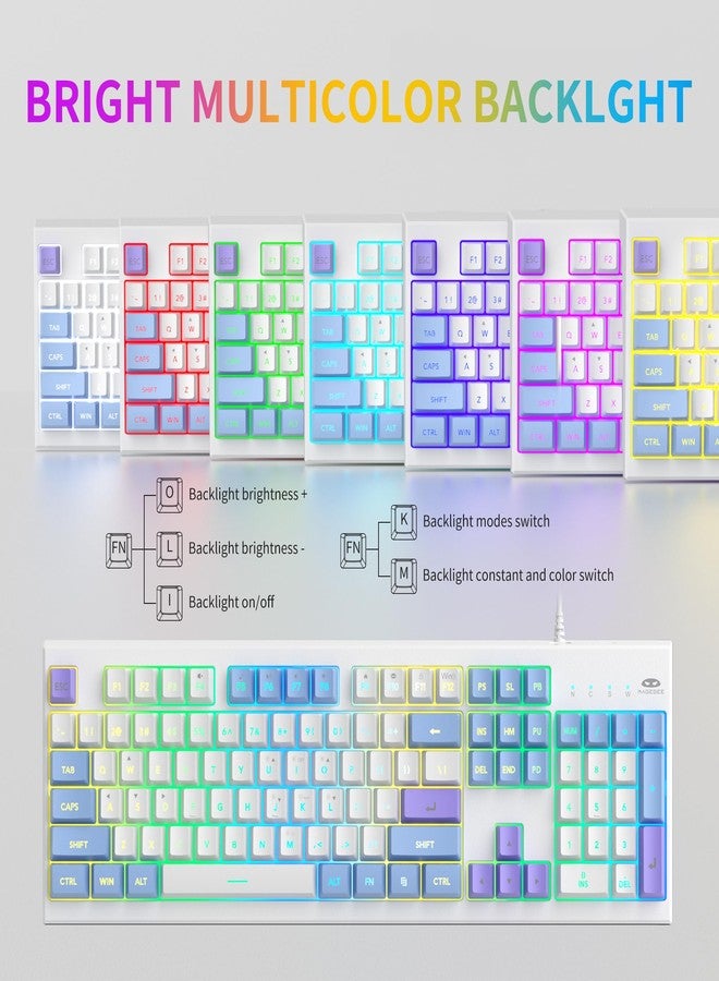 MageGee Creamy Keyboards,K2 Classic Keyboard Wired RGB Backlit 104 Keys Waterproof Ergonomic Keyboard,PC Keyboards for PC/loptop/MAC - Lris Violet - Image 2