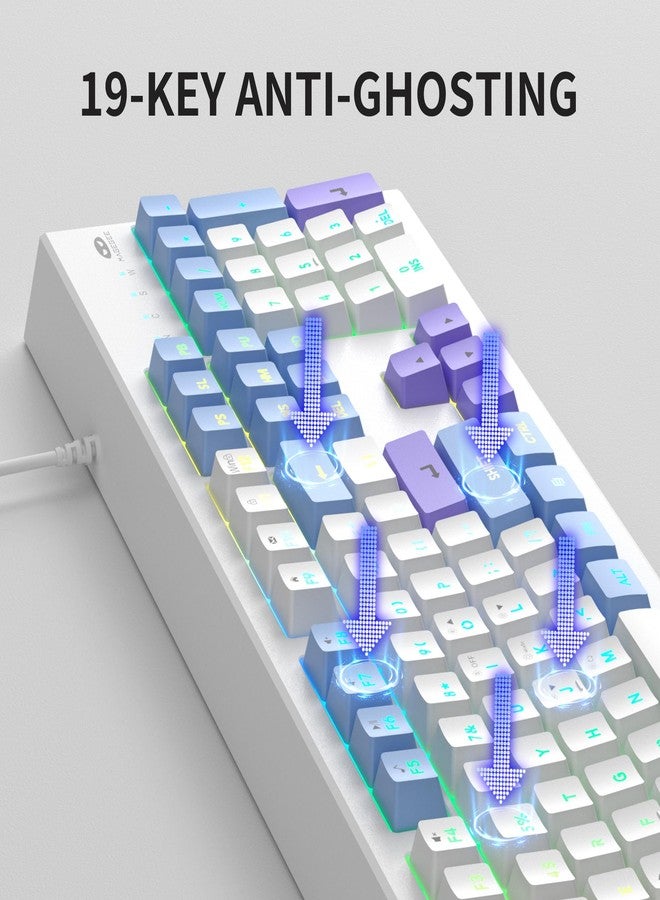 MageGee Creamy Keyboards,K2 Classic Keyboard Wired RGB Backlit 104 Keys Waterproof Ergonomic Keyboard,PC Keyboards for PC/loptop/MAC - Lris Violet - Image 4