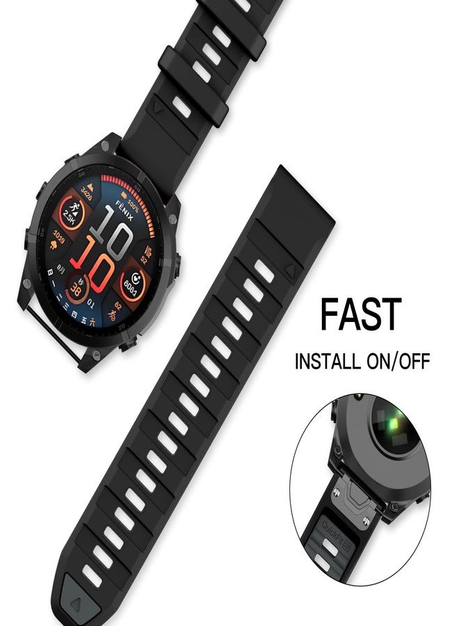 OVERSTEP Strap for Garmin Fenix 8 47mm,Fenix E Soft Silicone Replacement Band for Fenix 5,Fenix 6,Fenix 7,Epix Pro 47mm,Quatix 5,Approach S62. - Image 3