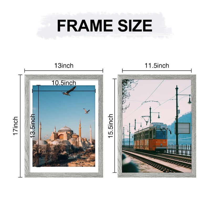 Vittanly 12x16 Picture Frame for Wall Set of 9  Display 11x14 Pictures with Mat or 12x16 without Mat  Collage Frames for Wall Mounting  Perfect for Home D?cor  Grey - Image 2