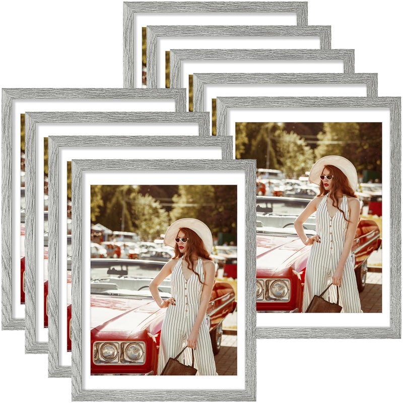 Vittanly 12x16 Picture Frame for Wall Set of 9  Display 11x14 Pictures with Mat or 12x16 without Mat  Collage Frames for Wall Mounting  Perfect for Home D?cor  Grey - Image 1