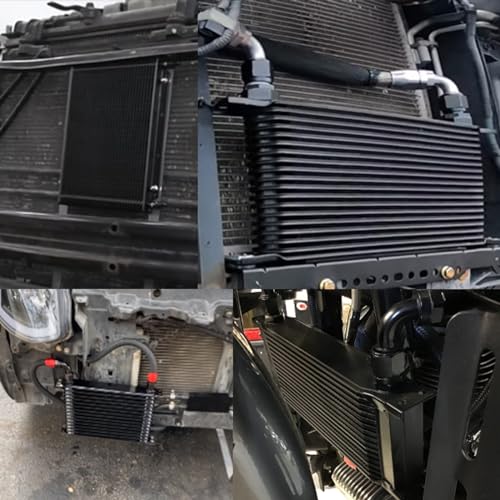 TomGoo Universal 16 Row Oil Cooler Kit, 10AN Transmission Engine Cooler Kit —Stacked Plate universal racing aluminum engine transmission oil cooler — Engine British Radiator Oil Cooler Condenser （black） - Image 3