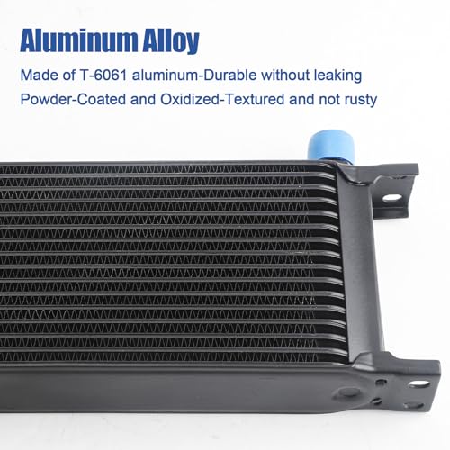 TomGoo Universal 16 Row Oil Cooler Kit, 10AN Transmission Engine Cooler Kit —Stacked Plate universal racing aluminum engine transmission oil cooler — Engine British Radiator Oil Cooler Condenser （black） - Image 2