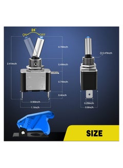 Y&D 5PCS LED Toggle Switch ON Off 12V Blue Lighted Aircraft Safety Cover Heavy Duty 20A SPST 3 Pin Rocker for Automotive Cars Trucks Boats  - Image 2