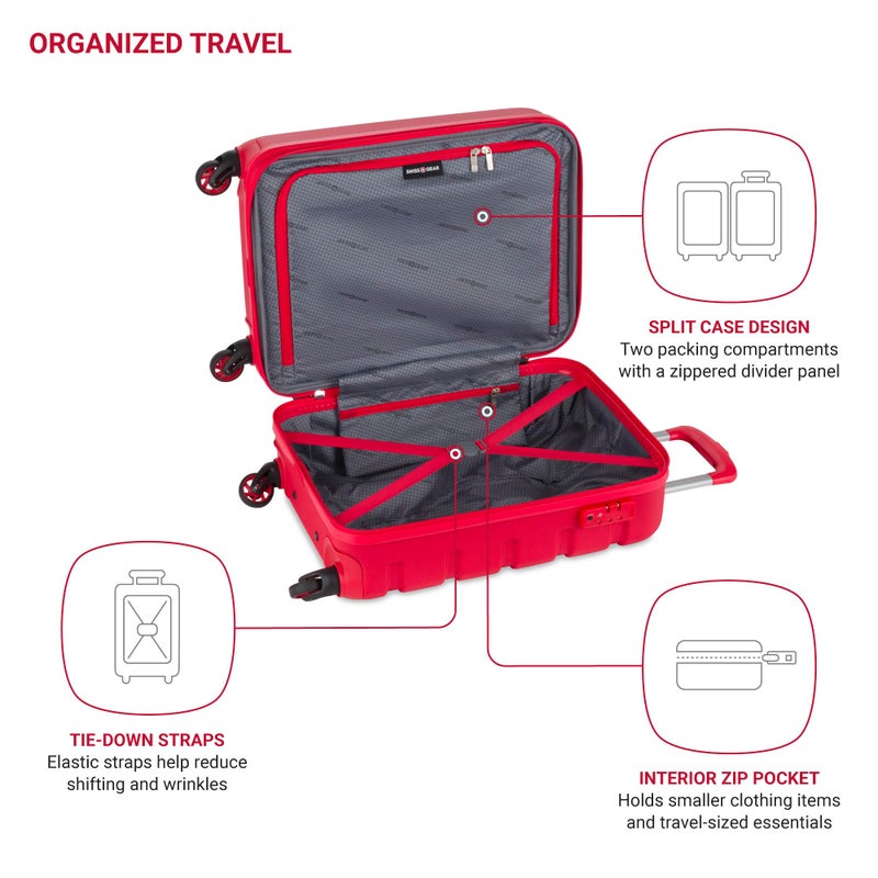SwissGear 7366 Signature Hardside Expandable Luggage with Spinner Wheels, TSA Lock, Cup-Holder, Red, Carry-On 19-Inch - Image 2