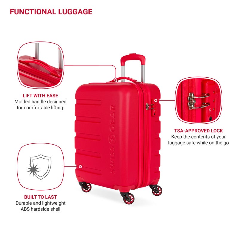 SwissGear 7366 Signature Hardside Expandable Luggage with Spinner Wheels, TSA Lock, Cup-Holder, Red, Carry-On 19-Inch - Image 3