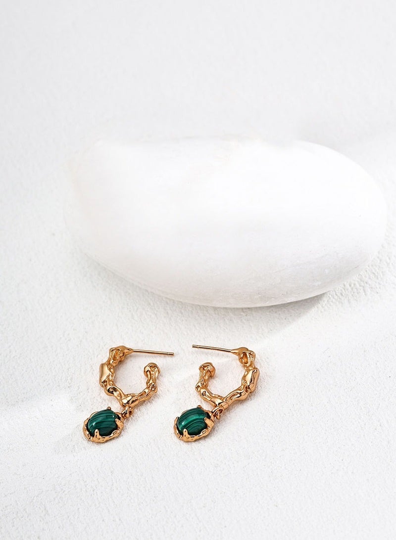 Burch Fashion natural malachite earrings