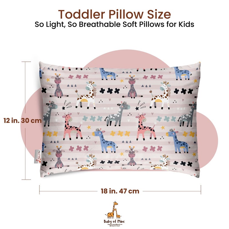 Baby of Mine Premium Baby Pillow for Kids - Super Soft Cotton Kids Cushion for 5 Years Old Kids, Cartoon Prints - Colourful Giraffe - Image 2
