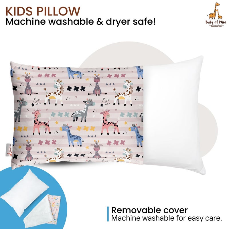 Baby of Mine Premium Baby Pillow for Kids - Super Soft Cotton Kids Cushion for 5 Years Old Kids, Cartoon Prints - Colourful Giraffe - Image 5