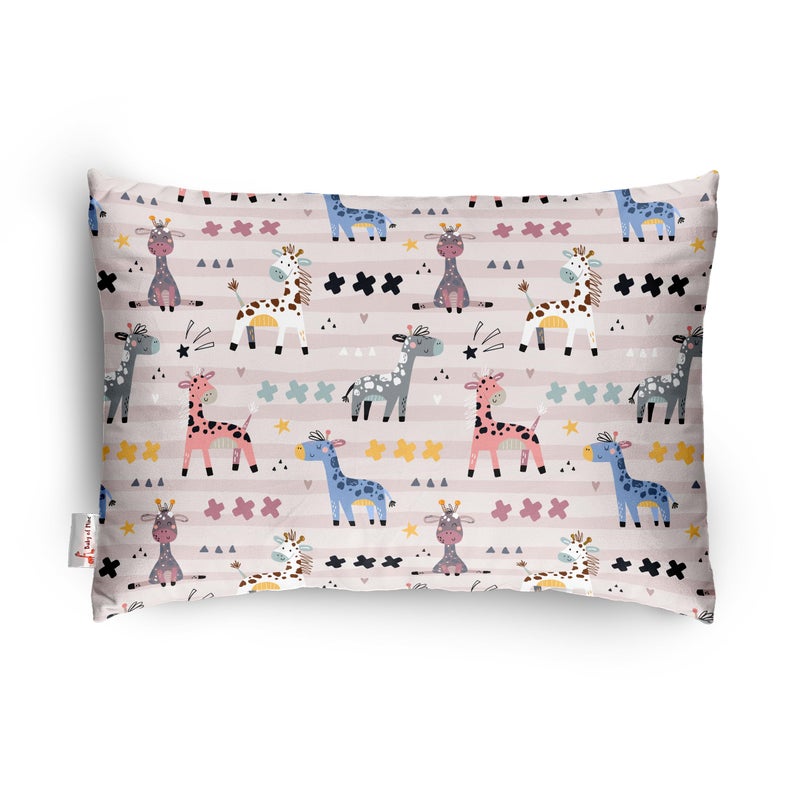 Baby of Mine Premium Baby Pillow for Kids - Super Soft Cotton Kids Cushion for 5 Years Old Kids, Cartoon Prints - Colourful Giraffe - Image 1