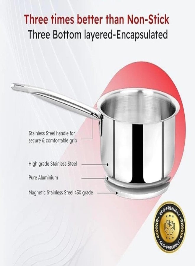 WEKTU TRiPLY SAUCEPAN Sauce Pan 16 cm diameter with Lid 1.6 L capacity (Triply, Non-stick, Induction Bottom) - Image 4