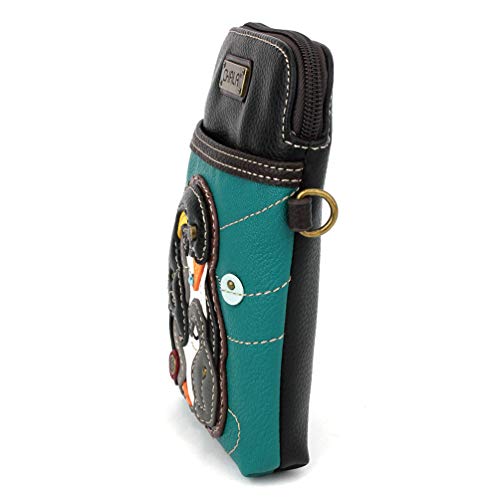 CHALA Bird Collection Cell Phone Crossbody Purse-Women PU Leather/Canvas Multicolor Handbag with Adjustable Strap - Penguin - turquoise - Image 3