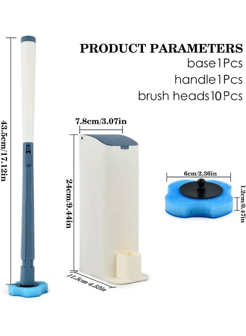 MOMENT MOMENT Disposable Toilet Brush with Holder 10PCS Set Toilet Cleaning Brush Disposable Bathroom Toilet Brush Holder Set Toilet Cleaning System Disposable Toilet Cleaning Brush Kit Toilet Bowl Brush Hol  - Image 2