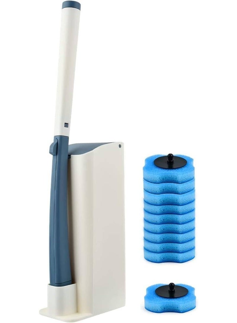 MOMENT MOMENT Disposable Toilet Brush with Holder 10PCS Set Toilet Cleaning Brush Disposable Bathroom Toilet Brush Holder Set Toilet Cleaning System Disposable Toilet Cleaning Brush Kit Toilet Bowl Brush Hol  - Image 1