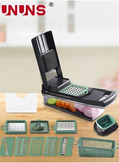 UNUNS 14 In 1 Mandoline Slicer,Vegetable Slicer,Food Chopper With Drain Basket,Quick Dicer French Fry,Multifunctional Vegetable Slicer With Stainless Steel Blades,Vegetable Cutter For Chef & Household  - Image 2