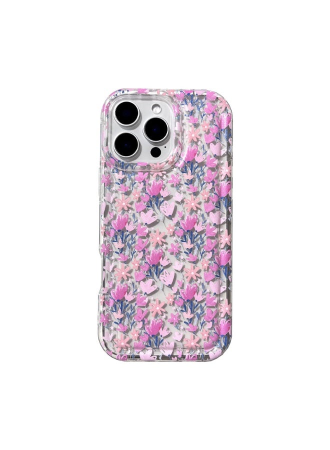 NIBEMINENT Sweet Pink Flowers Protective TPU Case Cover For iPhone 15 Pro Max Clear - Image 1