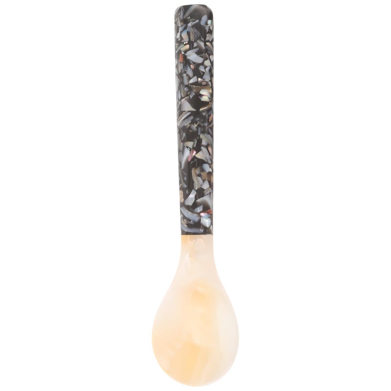Black Floral Pattern Shell Spoon 12cm Multi Use Kitchen Essential for Dessert and Porridge - Image 2