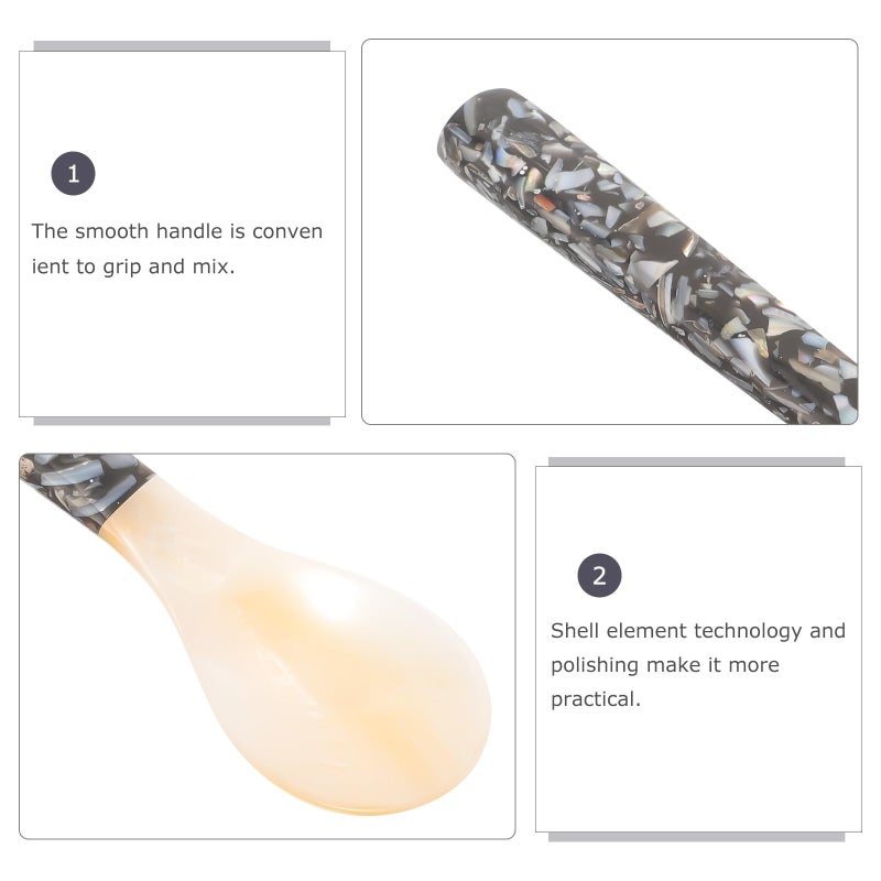 Black Floral Pattern Shell Spoon 12cm Multi Use Kitchen Essential for Dessert and Porridge - Image 4