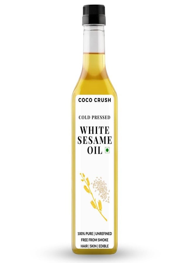 COCO CRUSH Extra Virgin White Sesame Oil - Pure, Cold Pressed | For Body & Hair Massage (Til ka Tel) | Prevents Hair Loss & Stimulates Hair Growth | 100% Pure & Natural (500ML) - Image 1