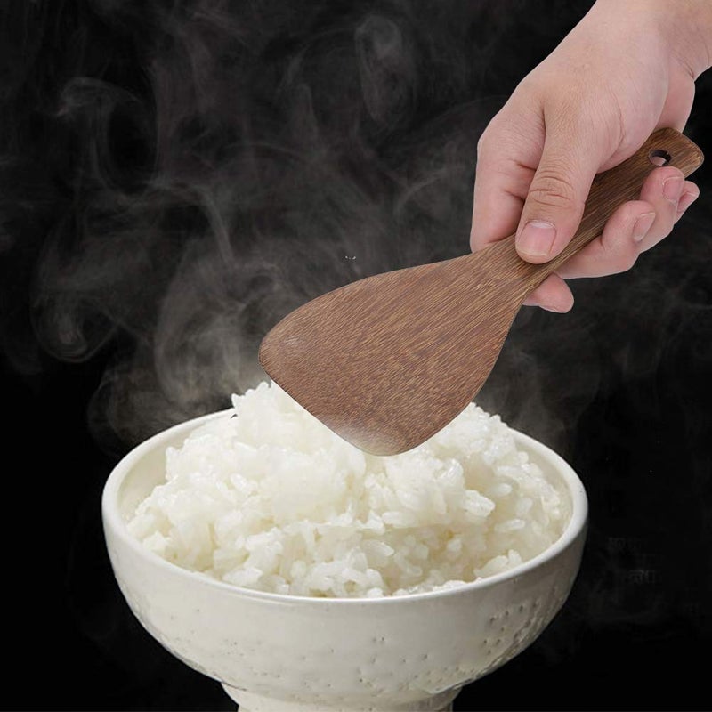 Fdit Kitchen Cooking Tool Shovel Wooden Spatula Fried Rice Turner Utensils Cooking Roasting(Semicircular) - Image 3