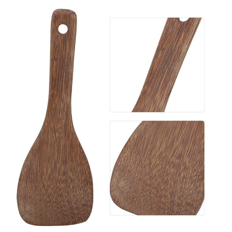 Fdit Kitchen Cooking Tool Shovel Wooden Spatula Fried Rice Turner Utensils Cooking Roasting(Semicircular) - Image 2