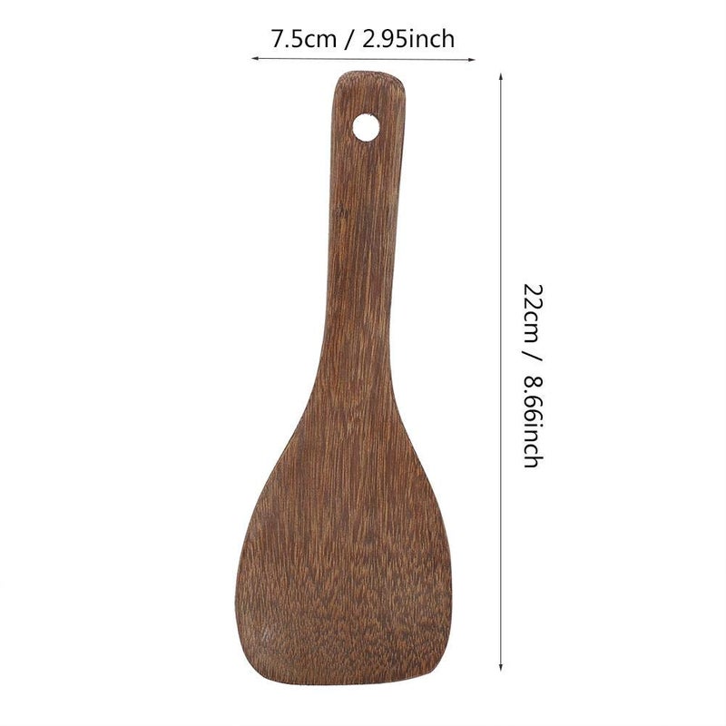 Fdit Kitchen Cooking Tool Shovel Wooden Spatula Fried Rice Turner Utensils Cooking Roasting(Semicircular) - Image 1